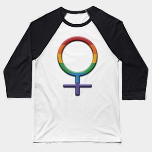 Rainbow Colored Round Lesbian Pride Female Gender Symbol Baseball T-Shirt